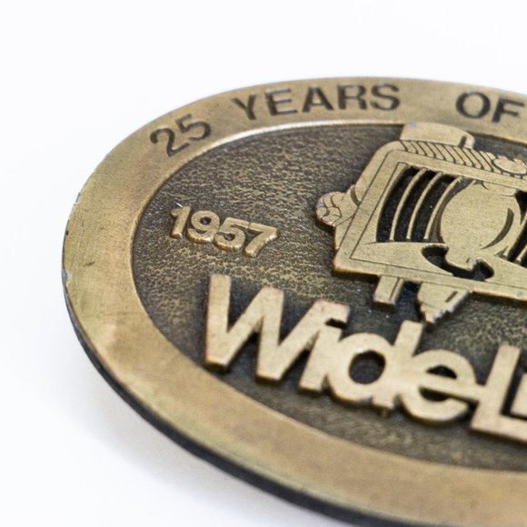 Solid Brass Buckle Vintage Men's Belt Buckle 1957 Widelite Oval Rare - Picture 3 of 4